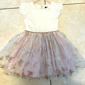 Beautiful Gold, Cream and Pink Butterfly Dress